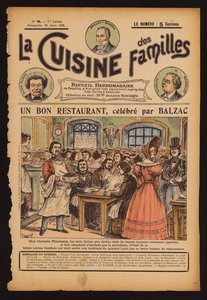 Honore de Balzac a párizsi Flicoteaux étteremben vacsorázik (színes metszet) alkotó: French School