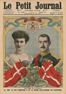 Franciaország házigazdái, X. Keresztény király és Alexandrin dán királynő, a „Le Petit Journal” címlapjának illusztrációja, mellékelt illusztráció, 1914. május 17.