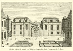 Hotel de Bizeuil, rue Vieille-du-Temple; fakszimile J Marot metszetéről alkotó: French School