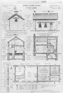 Házak munkásoknak Anzinban, 9. tábla a Dolgozók házáról minden országban, helyzet 1878-ban, Avenir Emile Muller és Emile Cacheux, Párizs, 1879. alkotó: French School