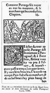 „How Panurge megfulladta a bárányt” Francois Rabelais (1494-1553) „Quart Livre” című művéből, az 1548-as kiadás reprodukciója alkotó: French School