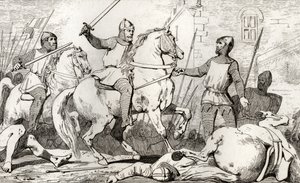 Hugh Capet (941-96) megörökíti Charles de Lorraine-t Colart "Histoire de France"-jából, amely 1840 körül jelent meg. alkotó: French School