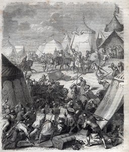 Százéves háború: Poitiers-i csata (1356). Maurice Lachatre vésése „A pápák történetébe” (...) A királynő és a császárok bűnei az évszázadok során alkotó: French School