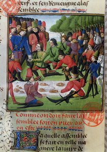 Vadászati ​​ebéd, Gaston Phebus de Foix (1331-91) Vadászkönyvéből alkotó: French School