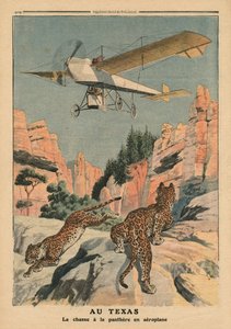 Párducra vadászva egy repülőgépről Texasban, illusztráció a „Le Petit Journal”-ból, mellékillusztráció, 1911. december 17.