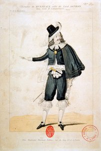Hurteaux Lord Enrico Ashton szerepében, a Lucie de Lammermoor című operában, Gaetano Donizetti (1797-1848) (színes metszet) alkotó: French School