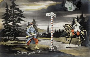 Készen vagyok, első világháborús képeslap, 1914 alkotó: French School