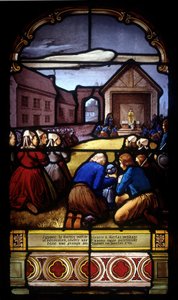 Ignace Le Garrec, a forradalom idején kerlazi lelkész, utolsó plébánia misét celebrál egy caouët-i istállóban, 1793. január - a kerlazi St Germain templom ólomüvege alkotó: French School
