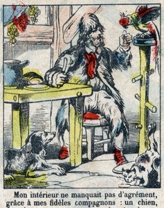 Illusztráció Daniel Defoe könyvéhez (De foe) „” Robinson Crusoe””. Epinális képalkotás a 19. század végéről. alkotó: French School