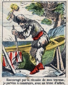 Illusztráció Daniel Defoe könyvéhez (De foe) „” Robinson Crusoe””. Epinális képalkotás a 19. század végéről. alkotó: French School