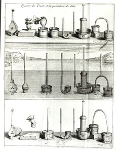 Illusztráció Blaise Pascal (1623-62) 1663 utáni traktátusából a levegő gravitációjáról alkotó: French School