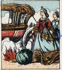Illusztráció Charles Perrault „Hamupipőke vagy A kis üvegpapucs” című meséjéről. Imaging Pellerin fametszete - Epinal, sd. 19. század vége. alkotó: French School