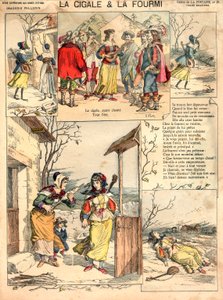 Illusztráció La Fontaine A kabóca és a hangya című meséjéhez, metszet, 1890 körül. alkotó: French School