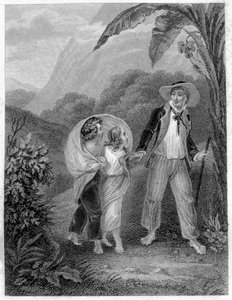 „Paul és Virginia” illusztrációja”. Roman Henri Bernardin de Saint Pierre (Saint-Pierre vagy St-Pierre), francia író (1737-1814) műve. alkotó: French School