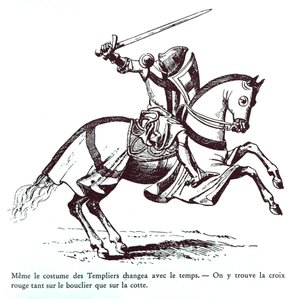 Templomos lovag illusztrációja (metszet) alkotó: French School