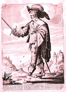 Egy katona illusztrációja XIII. Lajos uralkodása alatt (1601-43) (metszet) (f/w fotó) alkotó: French School