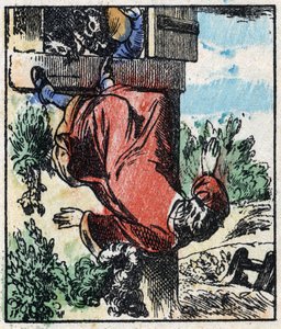 Illusztráció a „” Raminagrobis és az egerek” című meséhez. Fametszet az Imaging Pellerin - Epinal, sd. 19. század vége. alkotó: French School