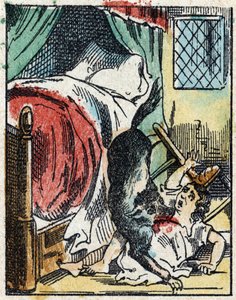 Illusztráció Charles Perrault „A Piroska” című meséjéhez. Fametszet az Imaging Pellerin-től - Epinal, sd. 19. század vége. alkotó: French School