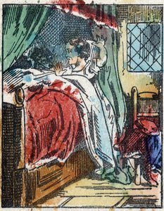 Illusztráció Charles Perrault „A Piroska” című meséjéhez. Fametszet az Imaging Pellerin-től - Epinal, sd. 19. század vége. alkotó: French School