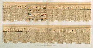 Pampus kézirat illusztrációi hieroglifákkal, Hypogees, Théba, 75. tábla az "Egyiptom leírásai" II. kötetéből, Willemin metszetében, pub. 1822 (akvatinta)