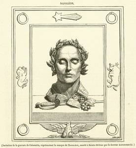 Calamatta Napóleon maszkjáról készült metszetének utánzata, amelyet Dr. Antommarchi Sainte-Helene-ben készített (metszet). alkotó: French School