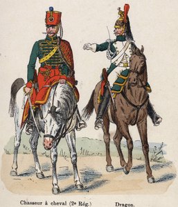 I. Napóleon birodalmi gárda: Lóvadász (2. ezred) és sárkány. Tányér Lienhart és Humbert Les Uniforms de l