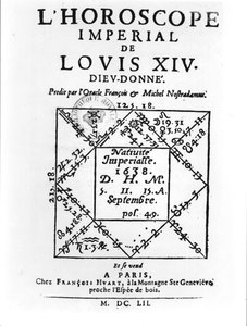 XIV. Lajos császári horoszkópja (1638-1715), Michel Nostradamus (1503-66) Francois Huart adta ki Párizsban 1652-ben alkotó: French School