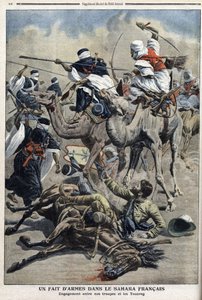 Magyarul Szahara: harc francia csapatok homoki touaregek között, illusztráció a „” Le Petit Journal” újságból március 17. alkotó: French School