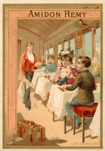 Az étkezőkocsiban (chromolitho) alkotó: French School
