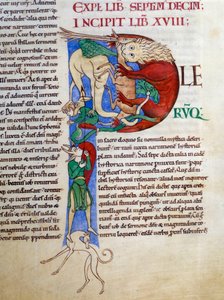 Kezdeti P (lettrine): élesztő ördög szája a pokol. Miniatúra a "Moralia in Job", Morales sur Job kéziratból, Szent Gergelytől, a citeaux-i apátságból. alkotó: French School