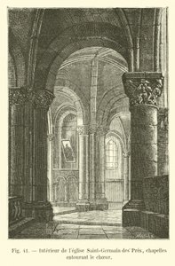 A Saint-Germain des Pres templom belseje, a kórust körülvevő kápolnák alkotó: French School