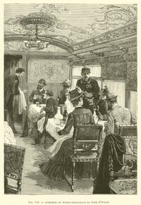 Az Orient vonat kocsi-éttermének belseje (metszet) alkotó: French School