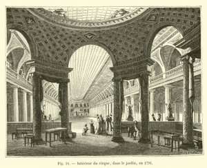 A cirkusz belseje, a kertben, 1791-ben alkotó: French School