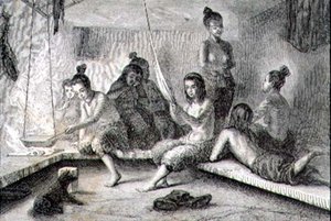 Egy eszkimó kunyhó belseje az 1860-as években (metszet) alkotó: French School