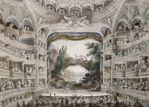 A Comedie Francaise Színház belső tere 1791-ben, eredeti akvarell után alkotó: French School