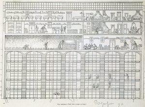 Egy roqueforti pince belső képe (hosszra vágva) alkotó: French School