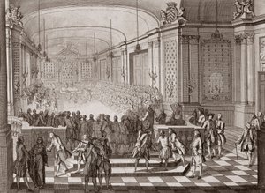 A nantes-i Jacobins Hall belső képe, az Egyesült Államok Bretagne-i birtoka idején 1764-ben. alkotó: French School