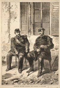 Interjú Napóleon és Bismarck között Doncherryben, illusztráció Cassells: A Franciaország és Németország közötti háború története, 1870-1871 alkotó: French School