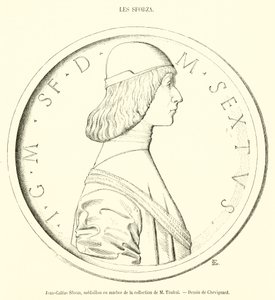 Jean-Galeas Sforza, márványmedál M Timbal gyűjteményéből (metszet) alkotó: French School