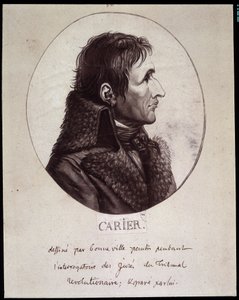 Jean Baptiste Carrier (1756-1794), Gouneville rajzolt a Forradalmi Bíróság Projure-i kihallgatása során alkotó: French School