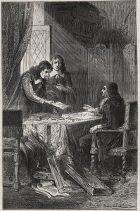 Jean Chapelain (1595-1674) francia költő és irodalomkritikus, valamint Pierre Costar (1603-1660) átadta Jean Baptiste Colbert (1619-1683) azoknak az íróknak a névsorát, akik megérdemlik, hogy a király nyugdíjas legyen – a „Les Hommes Celebres de la” vésett alkotó: French School