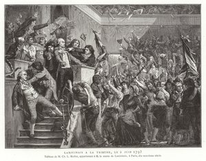 Jean Denis, comte Lanjuinais, a Konvent szószékén, francia forradalom, 1793. június 2. alkotó: French School