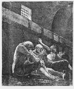 Jean Valjean a börtönben, Illusztráció a Nyomorultakból, Victor Hugo, 1865 alkotó: French School
