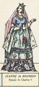 Jeanne de Bourbon, V. Károly felesége (színes metszet) alkotó: French School