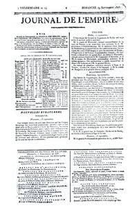 Journal de lEmpire, 1805. szeptember 29. (nyomtatott)