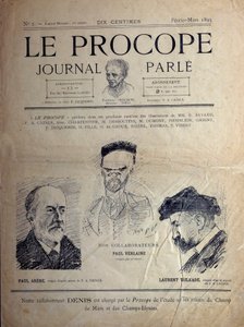Journal du Proope, párizsi kávézó, 1895. február: Paul Verlaine, Paul Arene és Laurent Tailhade francia költők portréi. alkotó: French School