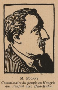 Pogány József, magyar kommunista forradalmi politikus, a Magyar Tanácsköztársaság kormányának tagja 1919-ben (litho) alkotó: French School