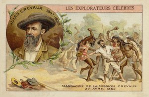 Jules Crevaux (1847-1882) a Rio Pilcomayo partján Argentínában 1882. április 27-én alkotó: French School