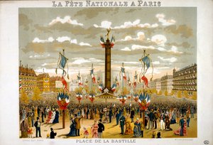 Jules Grevy (1807-1891), Franciaország elnöke részt vesz az 1880. július 14-i Bastille-napi ünnepségen Párizsban. alkotó: French School
