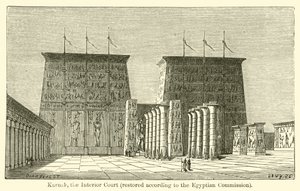 Karnak, a Belső Bíróság az Egyiptomi Bizottság szerint helyreállított (metszet) alkotó: French School